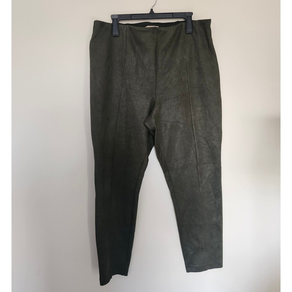 Loft Faux Suede Green Pull on Legging Pants Womens XXL